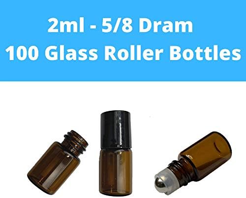 Essential Oils Roller Bottles 100pcs 2ml 5/8 Dram Glass Roller Bottles Refillable Essential Oil Roller Bottles Amber, Stainless Steel Roller Balls, Sample Roll On Bottles, Mini Roller Bottles, Vials - Image 5