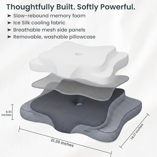 Ergonomic Cervical Neck Pillow for Sleeping – Cooling Memory Foam Cervical Pillow for Side Sleepers and Back Sleepers – Contour Neck Support (Dark Grey, Cooling) - Image 6