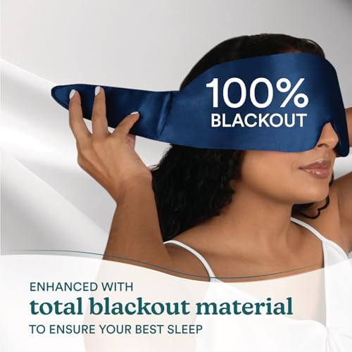 Homedics 100% Silk Sleep Mask, Mulberry Silk, Total Blackout, Nonslip Grip, Adjustable Strap for Custom Fit, Hand Washable, Comfortable for Travel & Home - Midnight Blue - Image 3