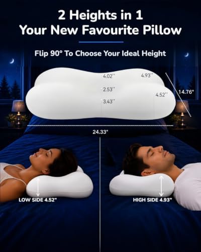 Cervical Neck Pillow for Sleeping, Memory Foam Pillows, White - Image 3