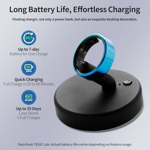 Mirlray Smart Ring for Women & Men, Smart Ring Health Tracker, Blood Oxygen & Heart Rate Monitor, Long Lasting Battery Sleep Ring, Waterproof Fitness Ring (Ti-Blue, 10) - Image 4