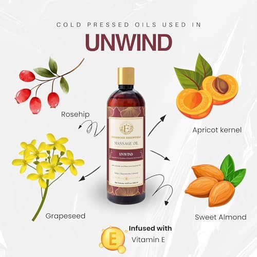 Unwind Massage Oil with Rosehip,Apricot & Vitamin E by |Scented with Pure Essential Oils only|Silky,Relaxing & Nourishing|Ideal for Date Nights|200ml (6.76 fl oz) - Image 3