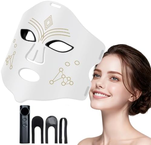 Red Light Therapy for Face, 4 Modes LED Light Therapy Mask with 850nm NIR Infrared Red & Blue Light, Rechargeable Portable Facial Skincare Device with Timer for Home Use, Lightweight for Women & Men by 3In1MASONJARVACCUMSEALER