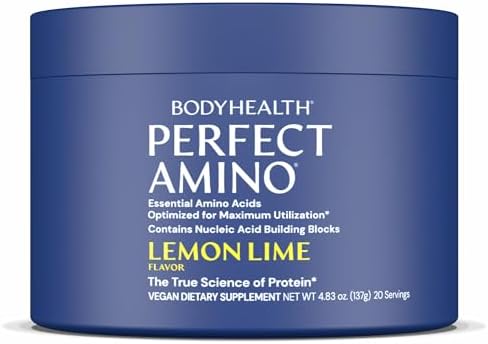 BodyHealth PerfectAmino - BCAA and EAA Powder for Pre and Post Workout - Amino Acid Energy Drink for Men and Women to Support Lean Muscle and Recovery - Lemon Lime - 20 Servings by BodyHealth
