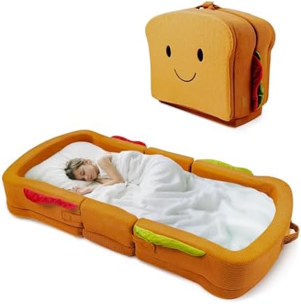 Toddler Travel Bed Sandwich Style - Portable Toddlers Floor Beds, Foldable Soft Foam Travel Crib for Baby and Kid, Washable Cover Toddler Cot with Safety Rail for Travel, Medium Size by Liftozainyourlife