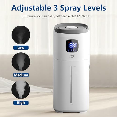 KZF Humidifiers for Bedroom, 15L Large Room Humidifier, 2000 Sq.ft Coverage, 72Hrs Runtime, Top Fill, 26dB Quiet, 3 Mist Levels & Diffuser, Auto Shut-Off, Ready for Baby Nursery Home and Plants - Image 5