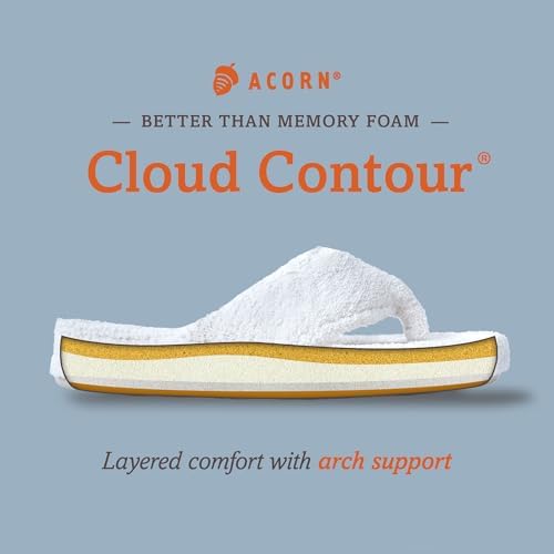 Acorn Women's Spa Thong Slippers with Cloud Contour Comfort - Arch Support and Plush Fluffy Terry Lining, Perfect for Beach, Camping, Poolside, or Bathroom Wear - Image 6