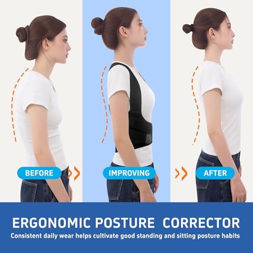 Back Brace Posture Corrector for Women and Men Upgraded Dynamic Traction Correction System Adjustable Shoulder Support Straightener Helps Reduce Upper Lower Back Pain Suitable for Hump Scoliosis Black Medium - Image 4