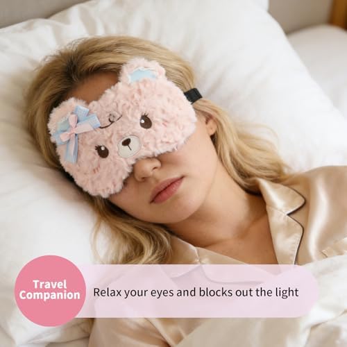PERFECTSIGHT Sleep Eye Masks, Cute Sleep Eye Cover Lightweight Adjustable Eyeshade Mask Cover for Women Men Sleep Travel Nap, Lace Bear - Image 3