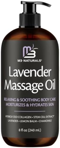 Lavender Sensual Massage Oil with Collagen and Stem Cells, 8 fl oz by M3 by M3Naturals