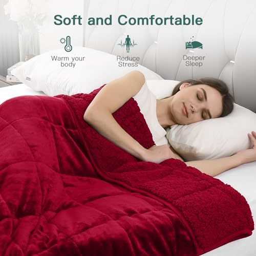 Lofus 15 lbs Weighted Blanket for Adults Twin Size 48" x 72", Burgundy - Image 3