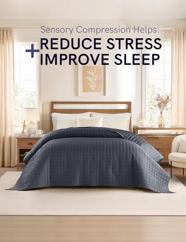 YnM King Size Cooling Weighted Blanket for Adults (88x104 Inches, 20 Pounds, Dark Grey), Perfect for Hot Sleepers with Cooling Rayon/Glass Beads, Heavy Bed Blanket for Couple on Queen or King Bed - Image 2