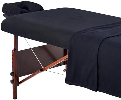 Master Massage Universal Massage Table Flannel Sheet Set 3 in 1 Table Cover, Face Cushion Cover, Table Sheet (Black) by MasterMassage