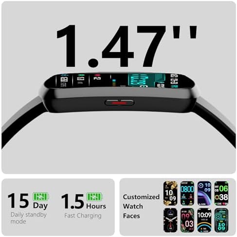 Health Fitness Tracker, Smart Watch with 24/7 Heart Rate, Activity Tracker with Blood Pressure and Blood Oxygen Monitor, 120 Sport Mode Waterproof Sleep Tracker for Women Men - Image 2