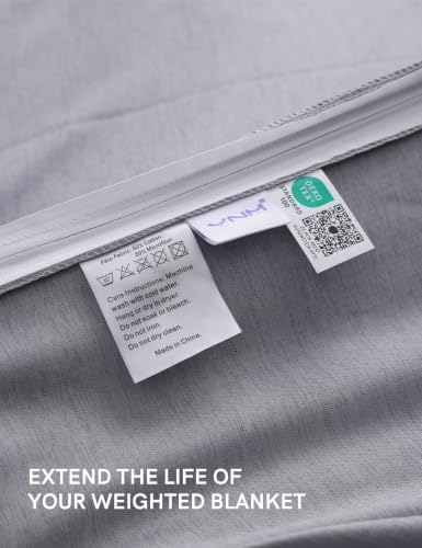 YnM 3-Side Zipper Duvet Cover for Weighted Blankets | Easy on, Easy Off Neutral Grey, 90"x90" - Image 6