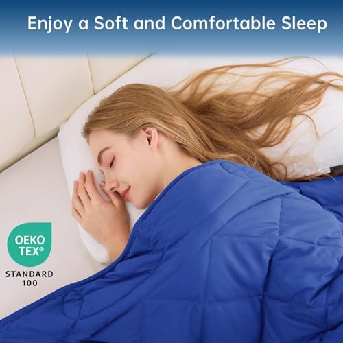 OMYSTYLE Weighted Blanket for Adults (15lbs, 60''x80'') - Queen Size Heavy Throw Blanket, Breathable and Cooling Microfiber Material with Premium Glass Bead for All Season Use, Machine Washable, Blue - Image 6