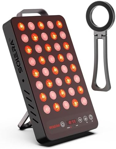 SOLRA Near Infrared Red Light Panel with Magnetic Stand 660nm 850nm Dual Wavelength LED Wellness Lamp Zero EMF Beauty Device Black by SOLRA