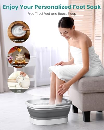 Nekteck Collapsible Foot Soaking Tub for Foot Bath Soak Foot Spa, Grey - Image 6