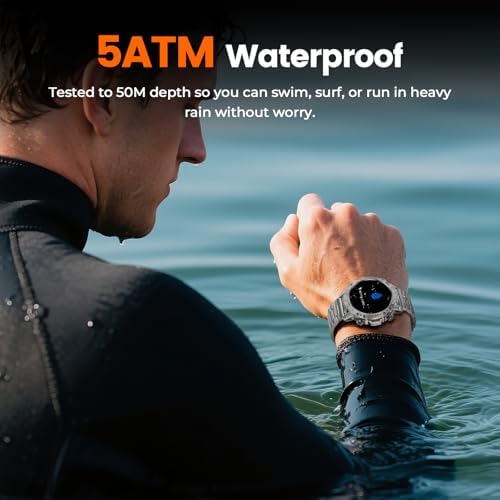 Silver Smart Watch for Men, 1.43" AMOLED,5ATM Waterproof,170+ Sports Modes - Image 5