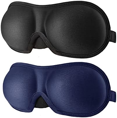 3D Eye mask for Sleeping,Machine Washable, Sleep Mask for Women, Blinder Blindfold Airplane (Black+Navy) by REEBENT