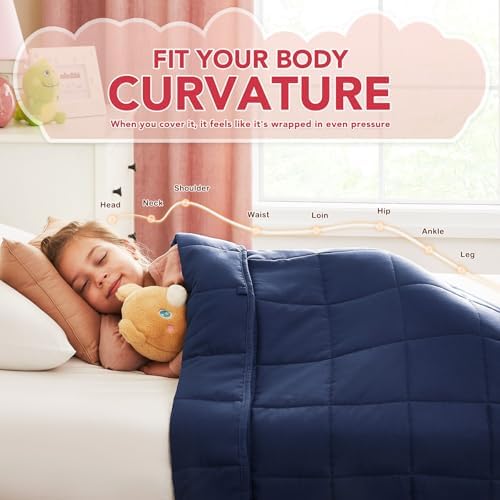 CuteKing Weighted Blanket (10lbs, 48"x72", Navy Blue) Heavy Blanket for 90-100lbs, Weighted Blanket for Cooling & Heating with Premium Glass Beads, Thick Blanket All-Season - Image 3
