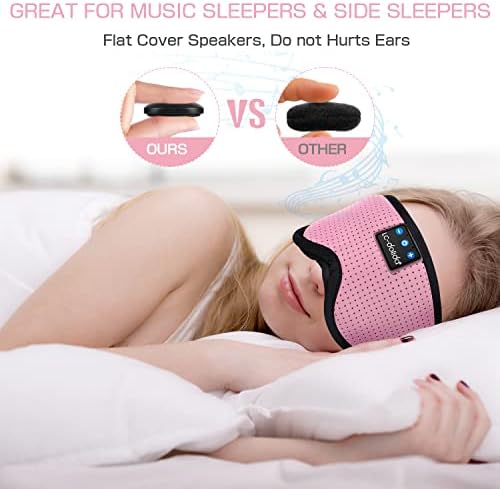 Sleep Mask with Bluetooth Headphones,LC-dolida Sleep Headphones Bluetooth Sleep Mask 3D Sleeping Headphones for Side Sleepers Best Gift and Travel Essential (Classical Pink) - Image 3