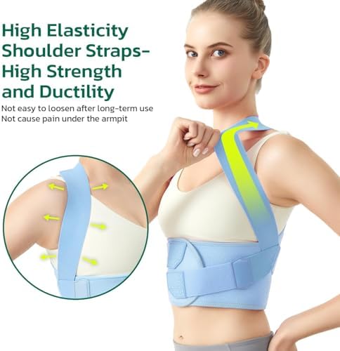 AOFIT Posture Corrector for Women, Upper Back Brace for Pain Relief Blue M - Image 4
