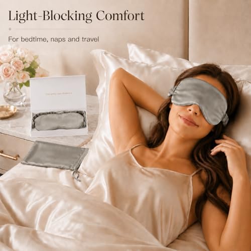 Silk Sleep Mask Light Blocking Luxury 100% Mulberry 19mm Silk Eye Mask Eye Cover Blindfold Ultra Soft Light & Comfy Anti Aging Skin Care with Travel Bag Gift Package - Image 6
