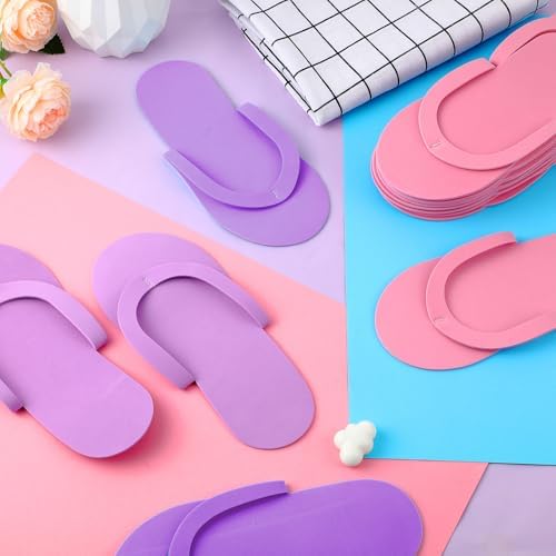Geyoga 48 Pairs Disposable Flip Flops Pedicure, Light Pink,Light Purple - Image 6