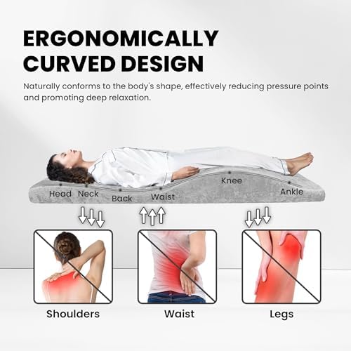 Lash Bed Foam Topper, Massage Table High-Density Foam Mattress Topper, Ergonomic Curved Lash Bed Cushion for Beauty Salon (Ice Gray Set, 71 inches X 23.6 inches(180cm X 60cm)) - Image 3