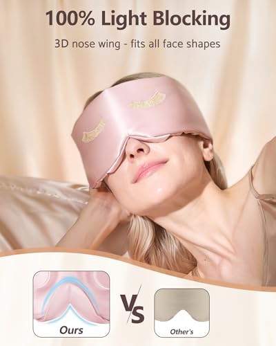 BeeVines Luxury Pure 100% Silk Sleep Mask for Women, 3D Countourd Eye Mask - Image 4