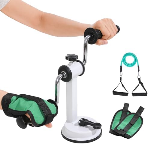 Arm Bike for Physical Therapy, Home Fitness Desk Bike for Seniors, Portable Rehabilitation Exerciser and Resistance Bands for Arm and Shoulder Workout with Adjustable Resistance, Powerful Sunction by JFMkaer