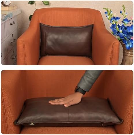 LL LEATHER LOVERS 100% Lambskin Leather Pillow Cover - Sofa Cushion Case - Decorative Throw Covers for Living Room & Bedroom, Brown Antique Box Pack of 1-14X22 Inch - Image 6