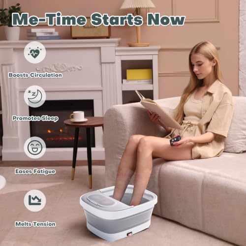Collapsible Foot Spa Bath Massager with Heat/Remote(Light Grey) - Image 2