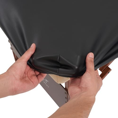 Master Massage Rectangular Universal Fabric Fitted PU Vinyl Leather Ultra-Durable Massage Table Protection Cover-Replacement Cover Protector Black - Image 3