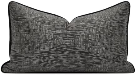 Designer Onyx Black Abstract Texture Throw Pillow Cover, Luxury Pillow Cover for Modern & Classic Home Decor, 20x12 Inch (Single Pack) by AIBUHOME