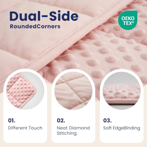 Huloo Sleep Weighted Lap Pad 2lbs,Soft Weighted Blanket for Adults Kids Portable Travel,Heavy Blanket with Premium Glass Beads(Pink) - Image 3