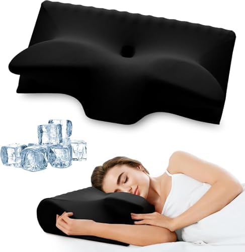 Cervical Pillow for Neck Pain Relief, Cooling Contour Memory Foam Pillows Support Odorless Ergonomic Neck Pillow Adjustable Orthopedic Bed Pillow for Side Back Stomach Sleeper with Pillowcase,KK2 by SUFOR