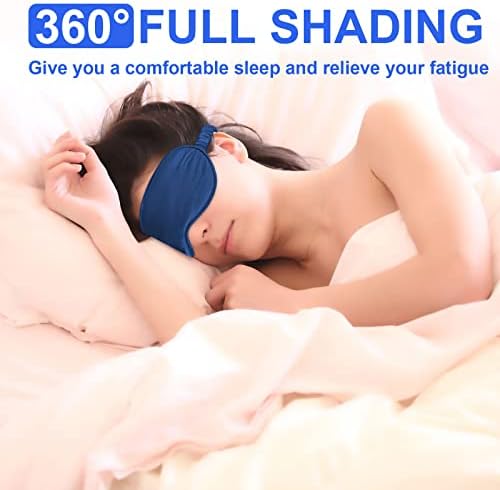 IEKEODI 2 Pack Silk Sleep Masks, Light Blocking Eye Masks, Black&Navy Blue - Image 4