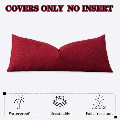Kevin Textile Outdoor Waterproof 14”x36” Lumbar Pillow Cover 1 Pack, Red - Image 7