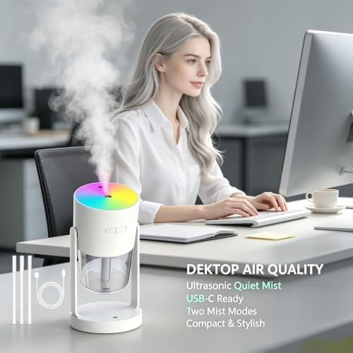UEISODC bedroom humidifier, desktop USB humidifier, car air freshener, relieves tight skin, cough, nasal congestion, allergies and dry air，With automatic shutdown, silent operation - Image 6
