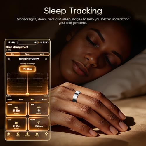 RQZ Smart Ring Health Fitness Tracker for Men and Women,Silver Size 7 - Image 5