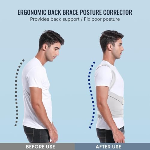 Back Brace Posture Corrector for Women and Men, Shoulder Straightener, Adjustable Full Back Support, Relief for Neck/Shoulder/Back Pain, Scoliosis & Hunchback Correction, Breathable Mesh Design (Gray, Small (Waist 25"-33")) - Image 2