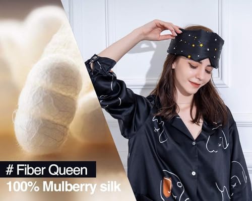 Fleur&Yang Silk Sleep Mask, Adjustable Blackout Sleeping Mask for Men Women, Soft Breathable 100% Mulberry Silk Fabric, Cooling Eye Cover Blindfold for DeepSleep or Meditationc(Starlight) - Image 5