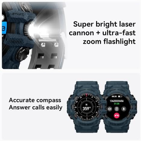 Military Smart Watch with Compass/Flashlight for Men - Image 3