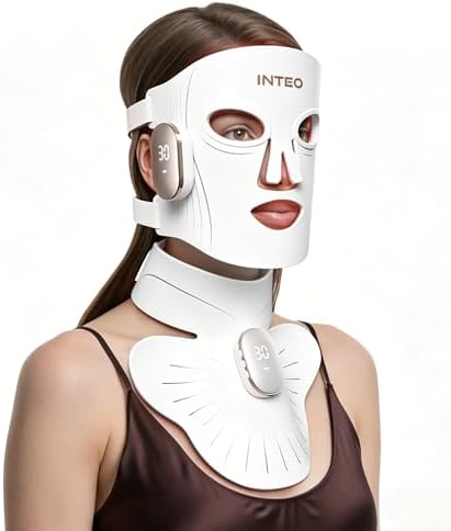 Red Light Therapy Mask for Face & Neck, 850nm NIR & 660nm Red LED, 4 Modes by REDLIGHTWELLNESSATHOME