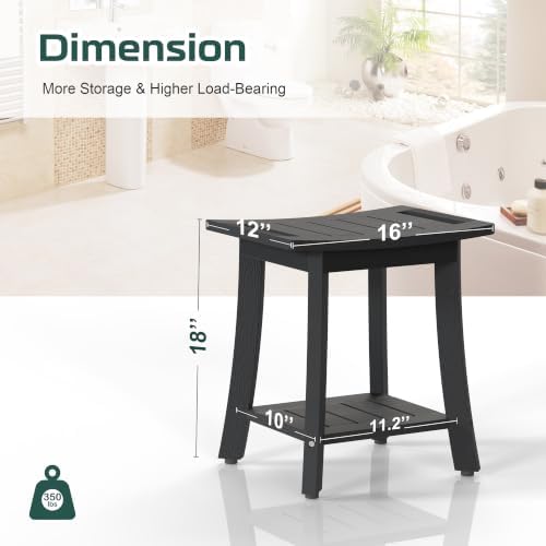 Waterproof HIPS Shower Bench for Inside Shower, Shower Stool, Black - Image 3