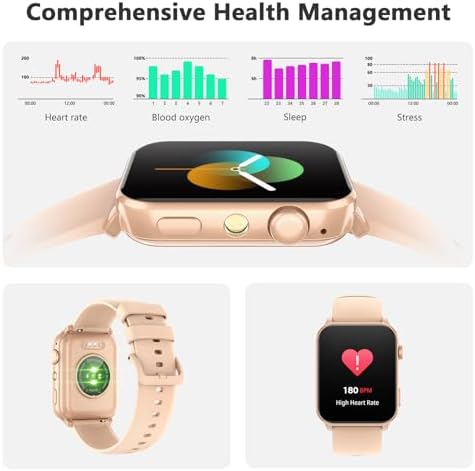 Blackview Smart Watch for Men Women,1.91" HD Touchscreen Fitness Watch with Flashlight, Bluetooth Notifications/Make Calls, Heart Rate/Sleep Monitor/2 Straps, Fitness Watch for Android/iPhone - Image 4
