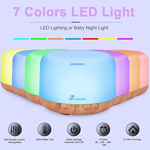 Diffuserlove Diffuser Essential Oil Diffusers 500ML Remote Control Aroma Diffuser Cool Mist Aromatherapy Diffuser with Mute Design, Timer and Auto Shut-Off for Office Living Room Yellow - Image 3