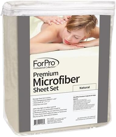 ForPro Premium Microfiber 3-Piece Massage Sheet Set, Natural - Image 3
